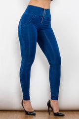 High Waist Zip Up Skinny Long Jeans