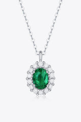 1.5 Carat Lab-Grown Emerald 925 Sterling Silver Necklace - Kaaya Closet