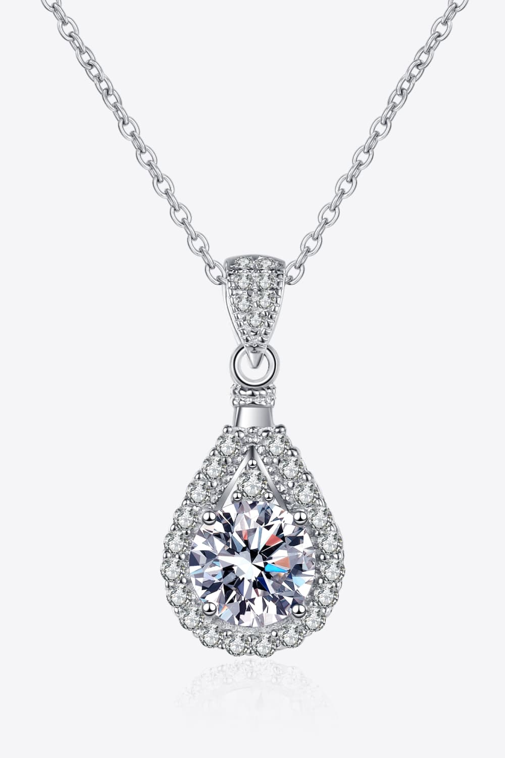 2 Carat Moissanite Teardrop Pendant 925 Sterling Silver Necklace - Kaaya Closet