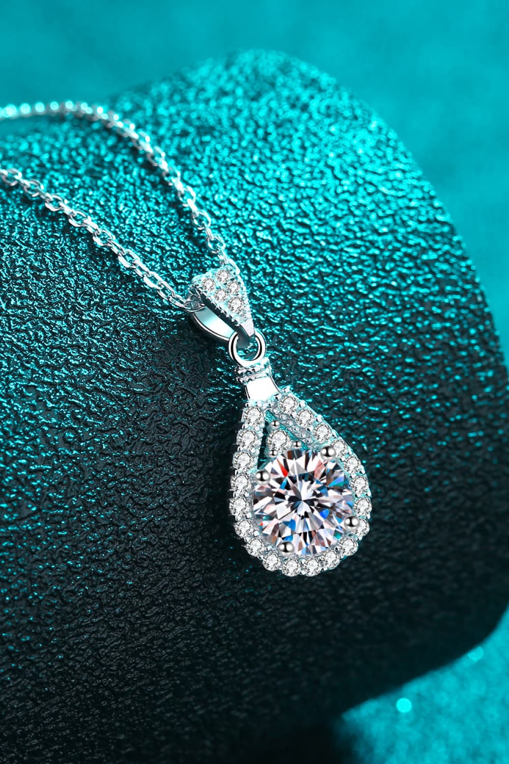 2 Carat Moissanite Teardrop Pendant 925 Sterling Silver Necklace - Kaaya Closet