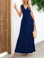 Surplice Neck Sleeveless Maxi Dress