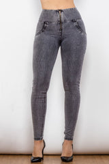 Zip Closure Skinny Jeans with Pockets