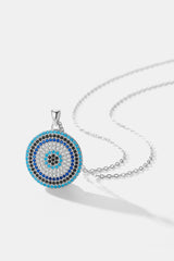 925 Sterling Silver Round Shape Artificial Turquoise Pendant Necklace - Kaaya Closet