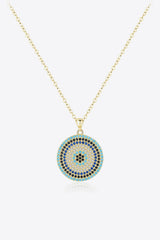 925 Sterling Silver Round Shape Artificial Turquoise Pendant Necklace - Kaaya Closet