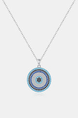 925 Sterling Silver Round Shape Artificial Turquoise Pendant Necklace - Kaaya Closet