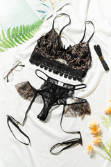 Leopard Spliced Lace Lingerie Set