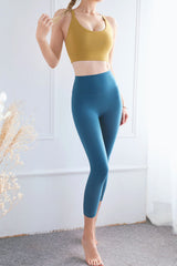 Feel Like Skin Elastic Waistband Cropped Yoga Leggings